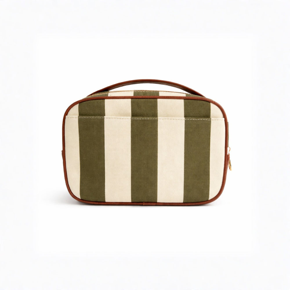 K&Co. Journey Collection Travel Handle Toiletries Bag - KHAKI STRIPE